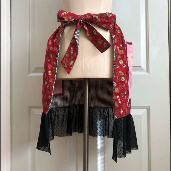 NEW Pinafore Apron Hostess Novelty Reversible Cottage Core Custom Made Sz L - Picture 8 of 16